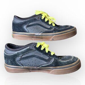 Vans Kids Black Gray Skate Shoes w Neon Yellow Laces Style 721356 Size Boys 13.5